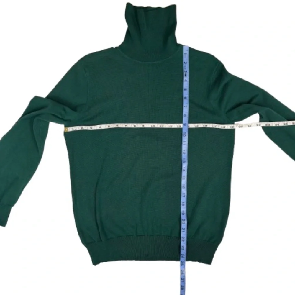 Madison Grey Emerald Green Cuffed Turtleneck Sweater L Rayon Blend Knit Pullover - Picture 4 of 10